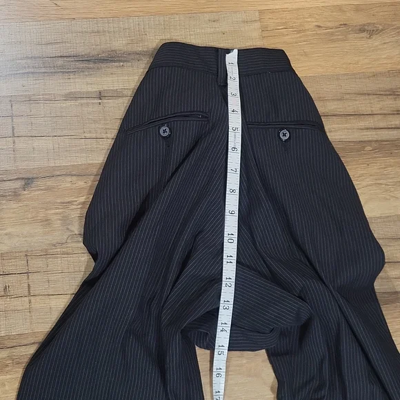 VANHEUSEN Boys' Black Pinstripe Flat Front Polyester Rayon Dress Pants - 16 Slim - Picture 15 of 16